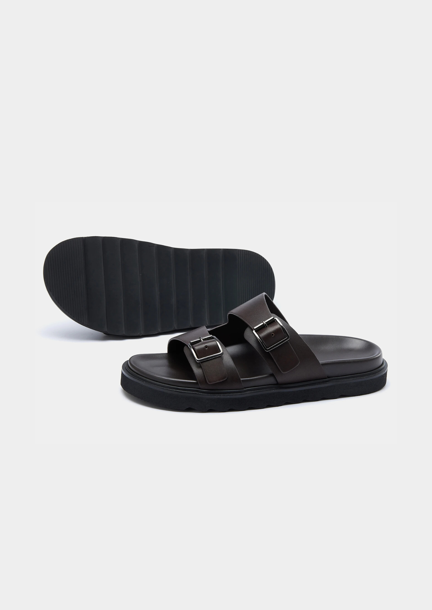DOUBLE BUCKLE RESORT SANDAL - Dark Brown
