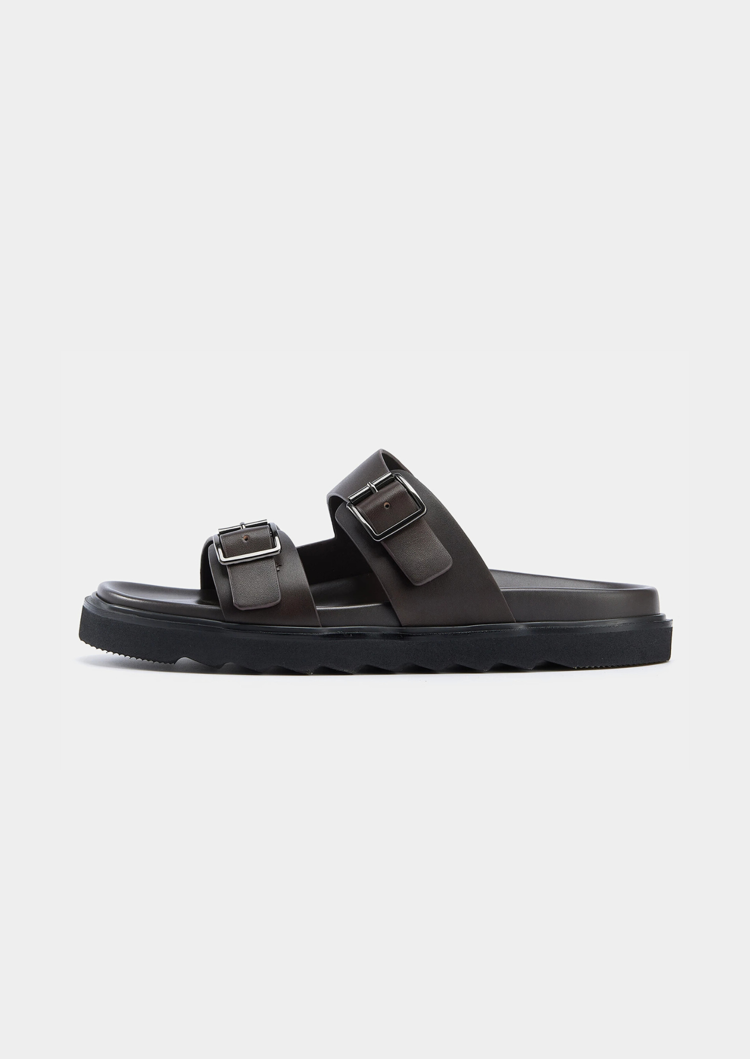 DOUBLE BUCKLE RESORT SANDAL - Dark Brown