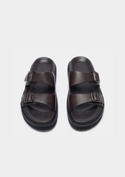 DOUBLE BUCKLE RESORT SANDAL - Dark Brown
