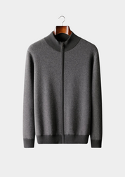 PREMIUM CASHMERE JACQUARD ZIP CARDIGAN