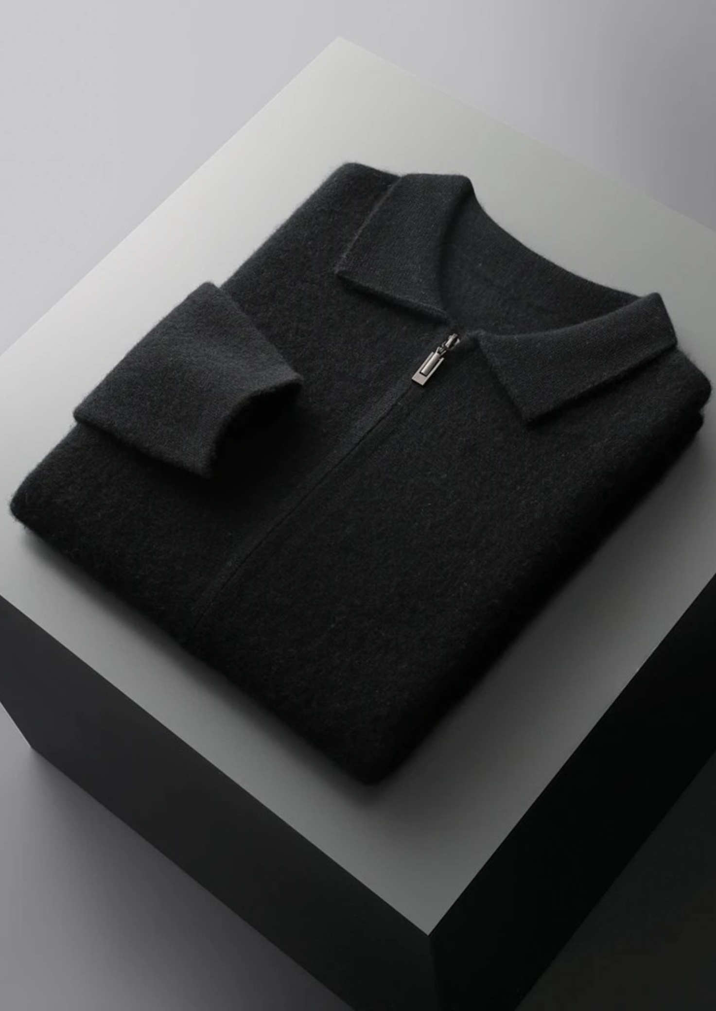PREMIUM CASHMERE ZIPPER CARDIGAN