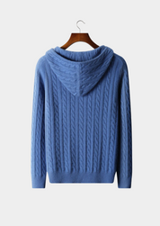 PREMIUM CASHMERE CABLE KNIT ZIPPER HOODIE
