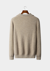 PREMIUM CASHMERE RIBBED HALF-ZIP SWEATER