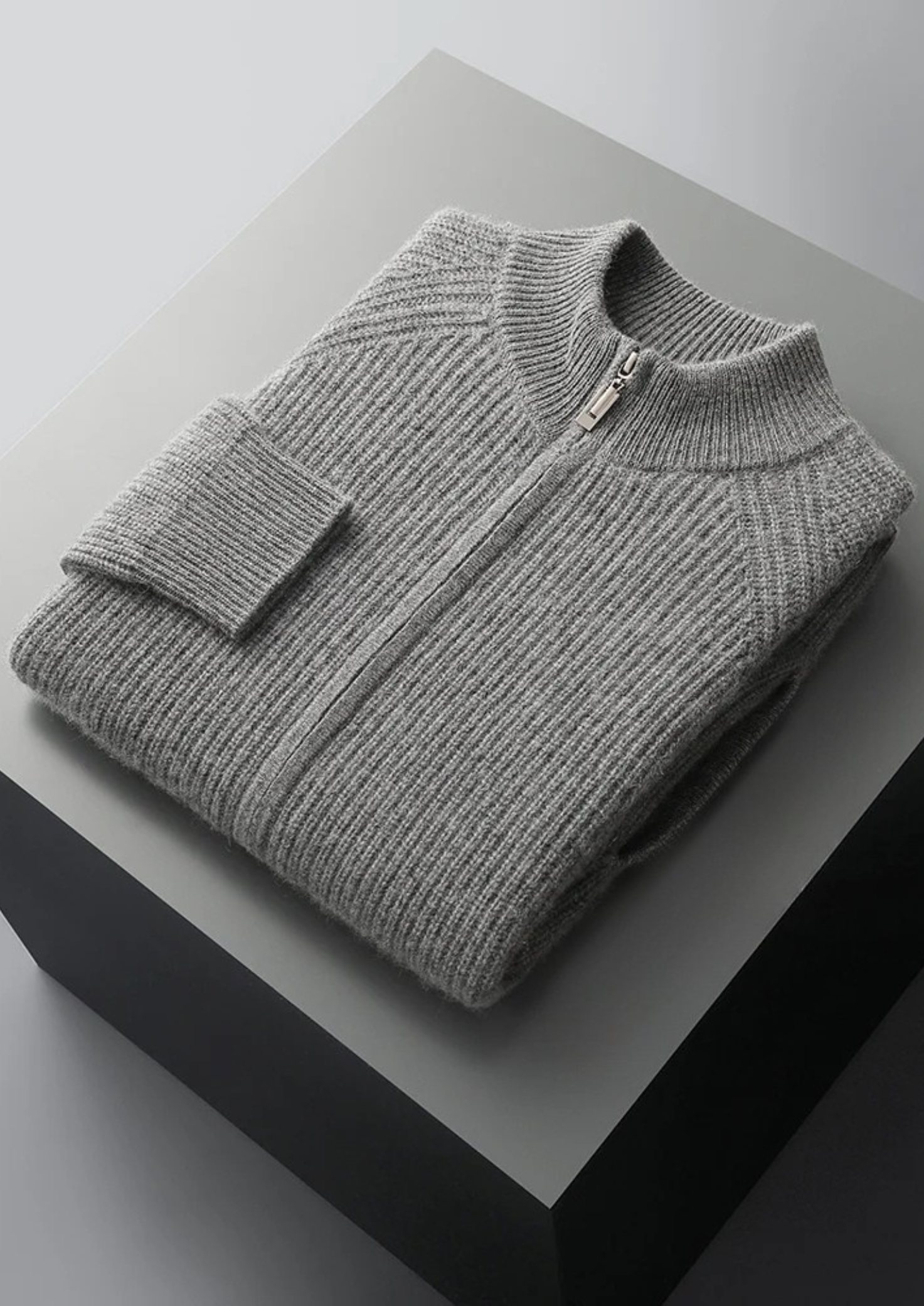 PREMIUM CASHMERE RIBBED CARDIGAN