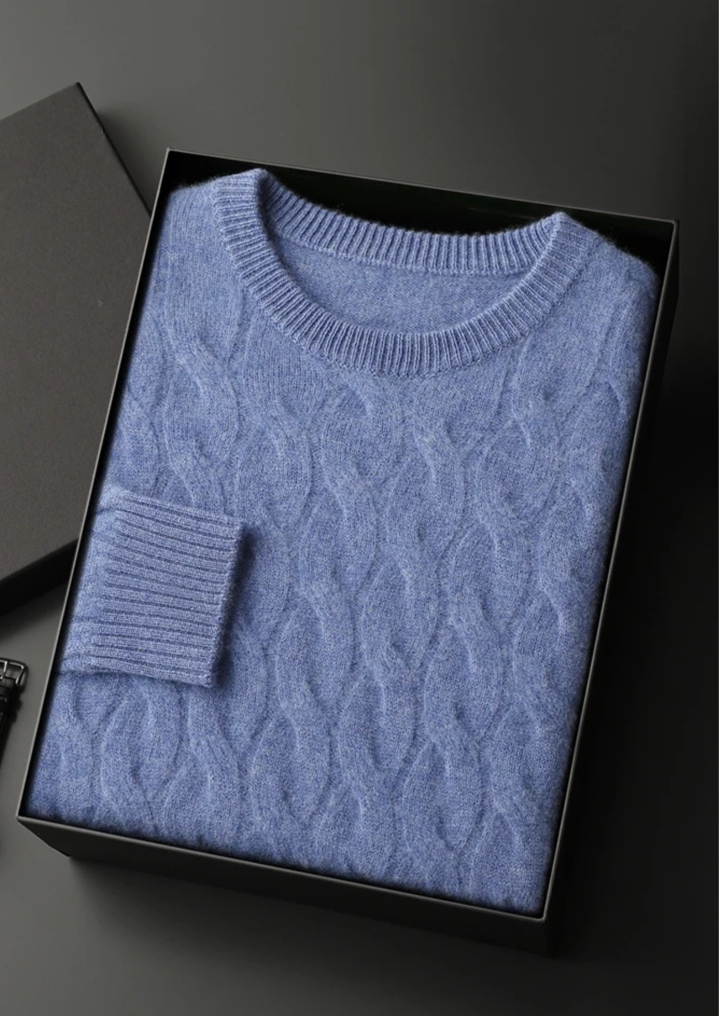 PREMIUM CASHMERE CABLE CREWNECK