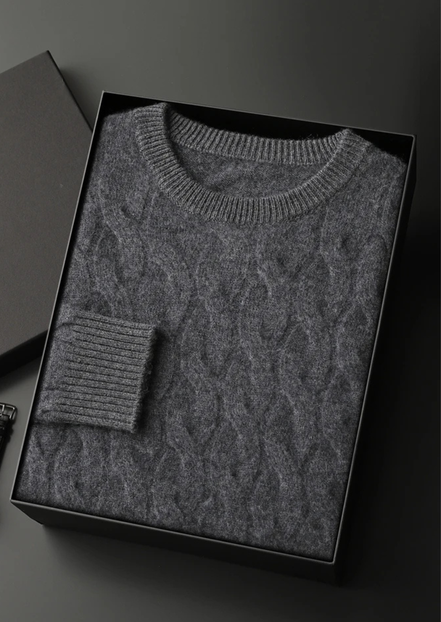 PREMIUM CASHMERE CABLE CREWNECK