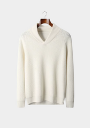 PREMIUM CASHMERE RIBBED V-NECK SWEATER