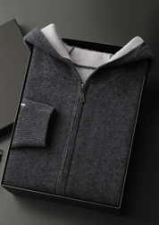 PREMIUM CASHMERE TWO -TONE ZIPPER HOODIE