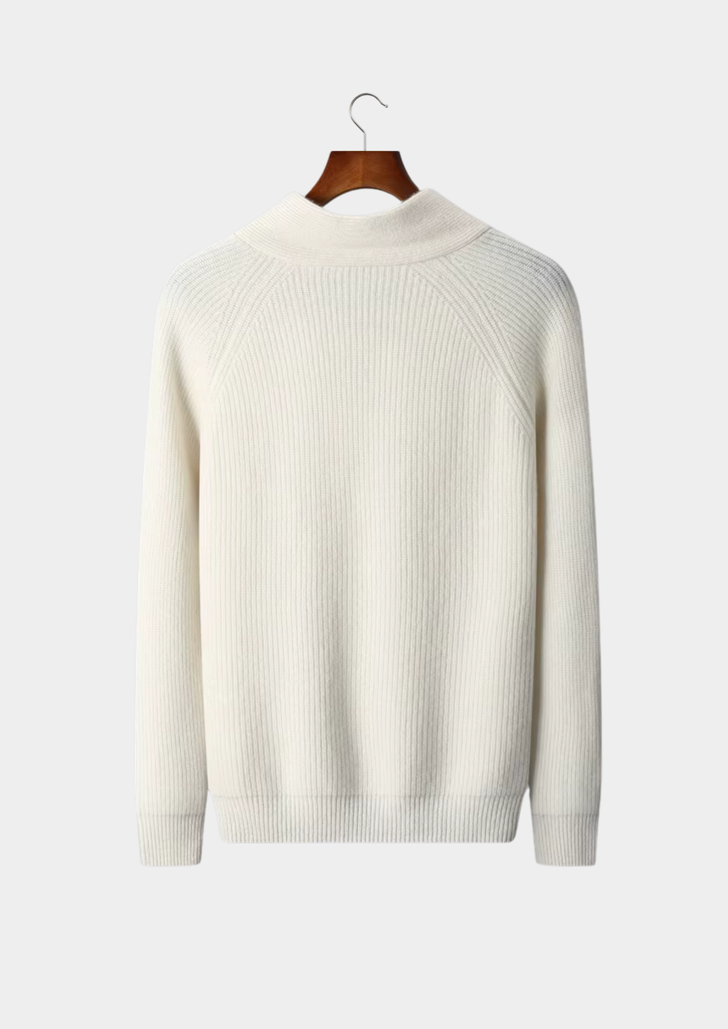 PREMIUM CASHMERE RIBBED V-NECK SWEATER