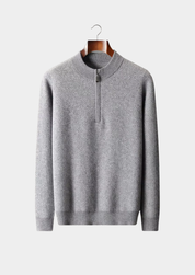 PREMIUM CASHMERE PATTERNED HALF-ZIP SWEATER