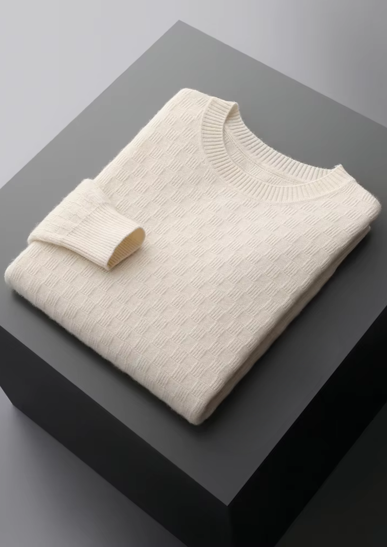PREMIUM CASHMERE TEXTURED CREWNECK