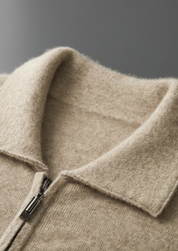 PREMIUM CASHMERE ZIP POLO CARDIGAN