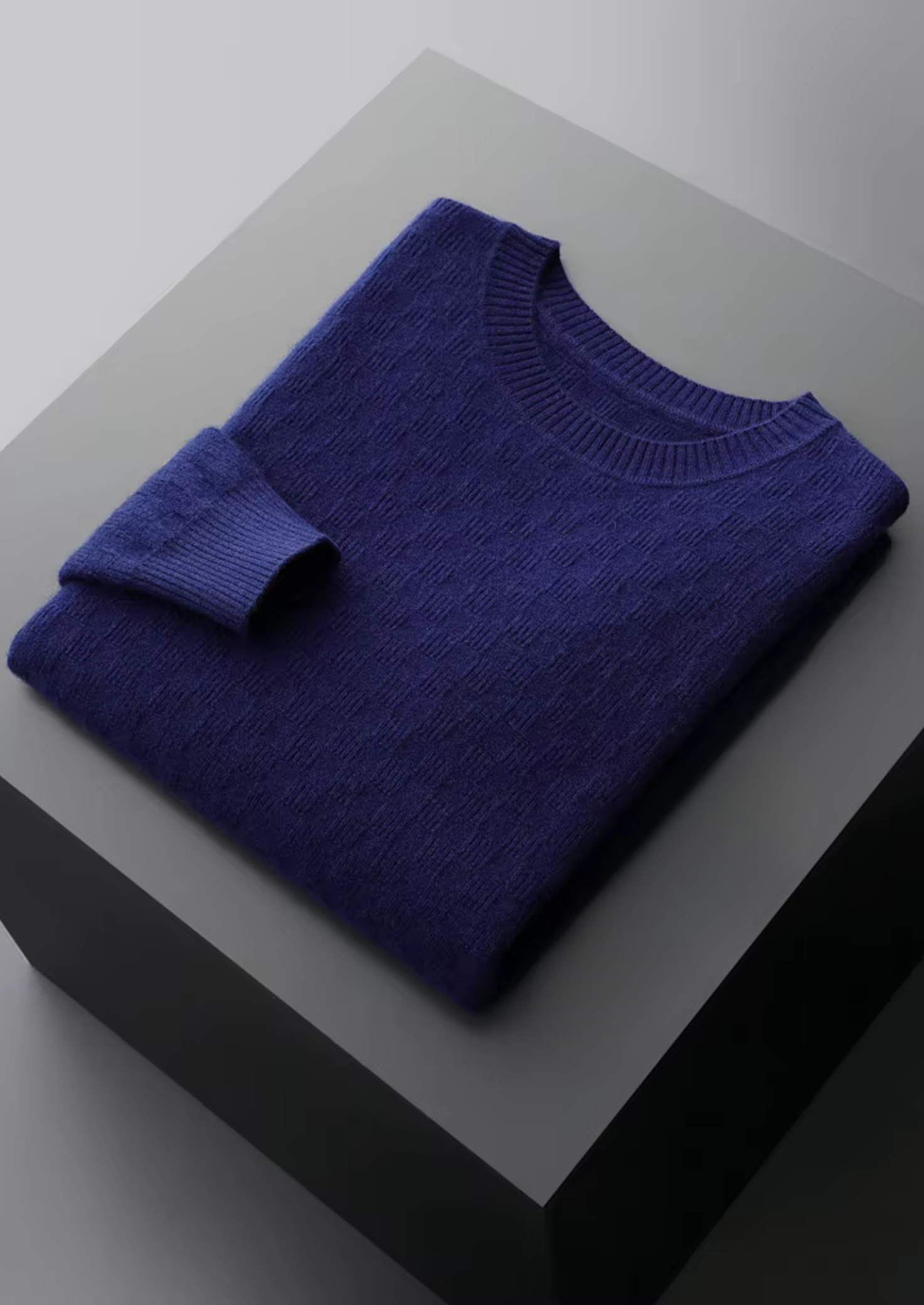 PREMIUM CASHMERE TEXTURED CREWNECK