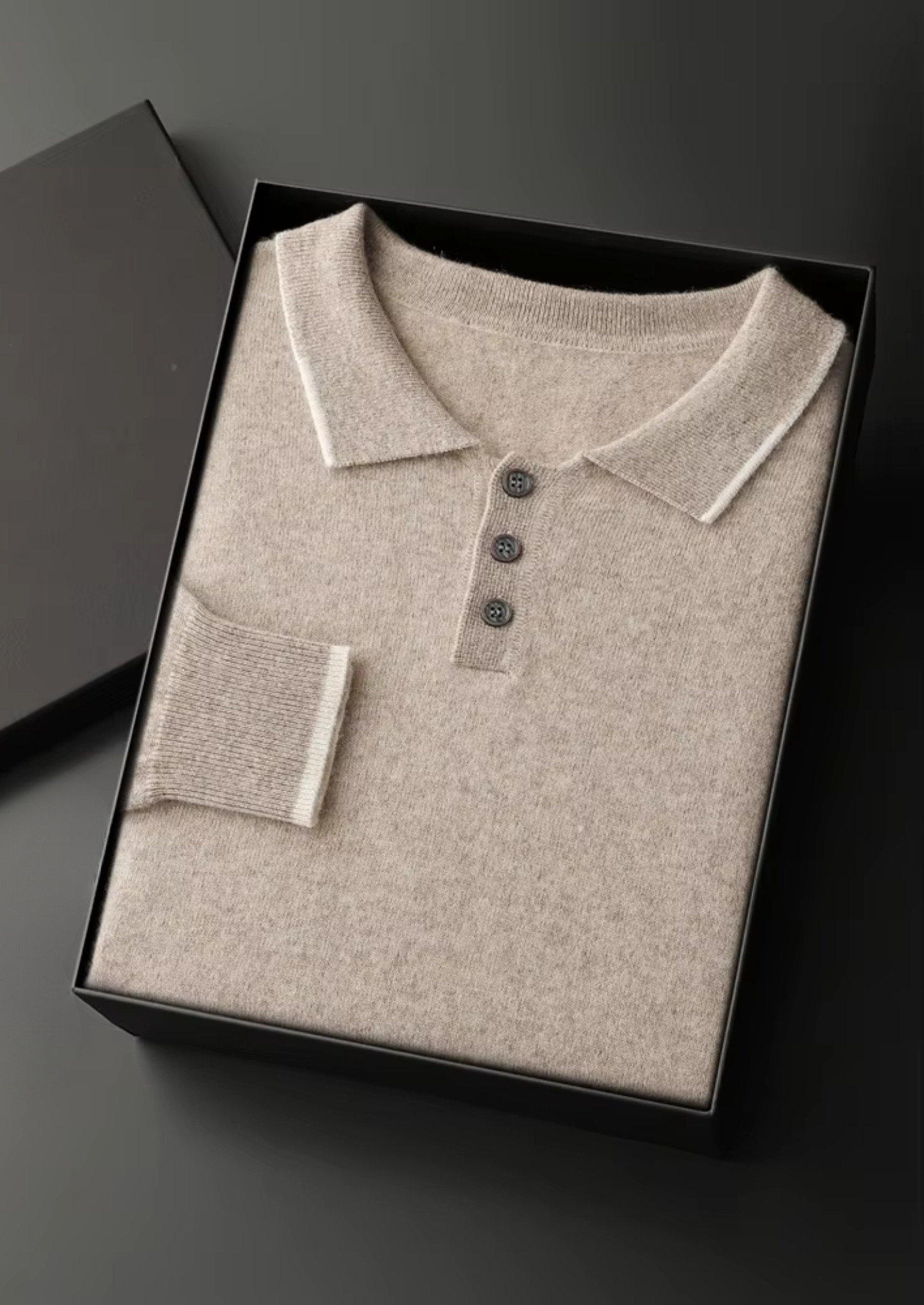 PREMIUM CASHMERE TWO TONE BUTTON POLO
