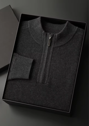 PREMIUM CASHMERE ESSENTIAL HALF-ZIP SWEATER
