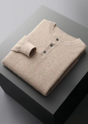 PREMIUM CASHMERE CLASSIC HENLEY SWEATER