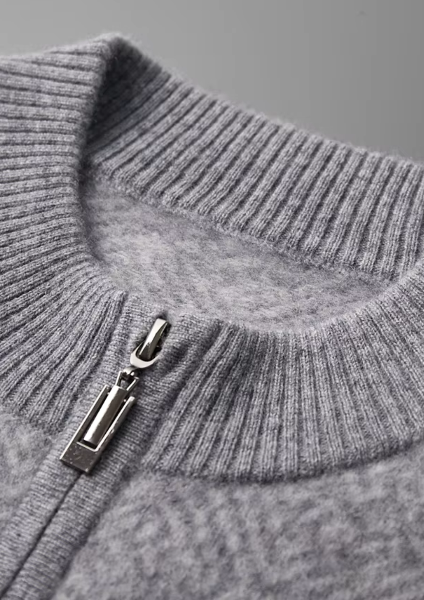PREMIUM CASHMERE PATTERNED HALF-ZIP SWEATER