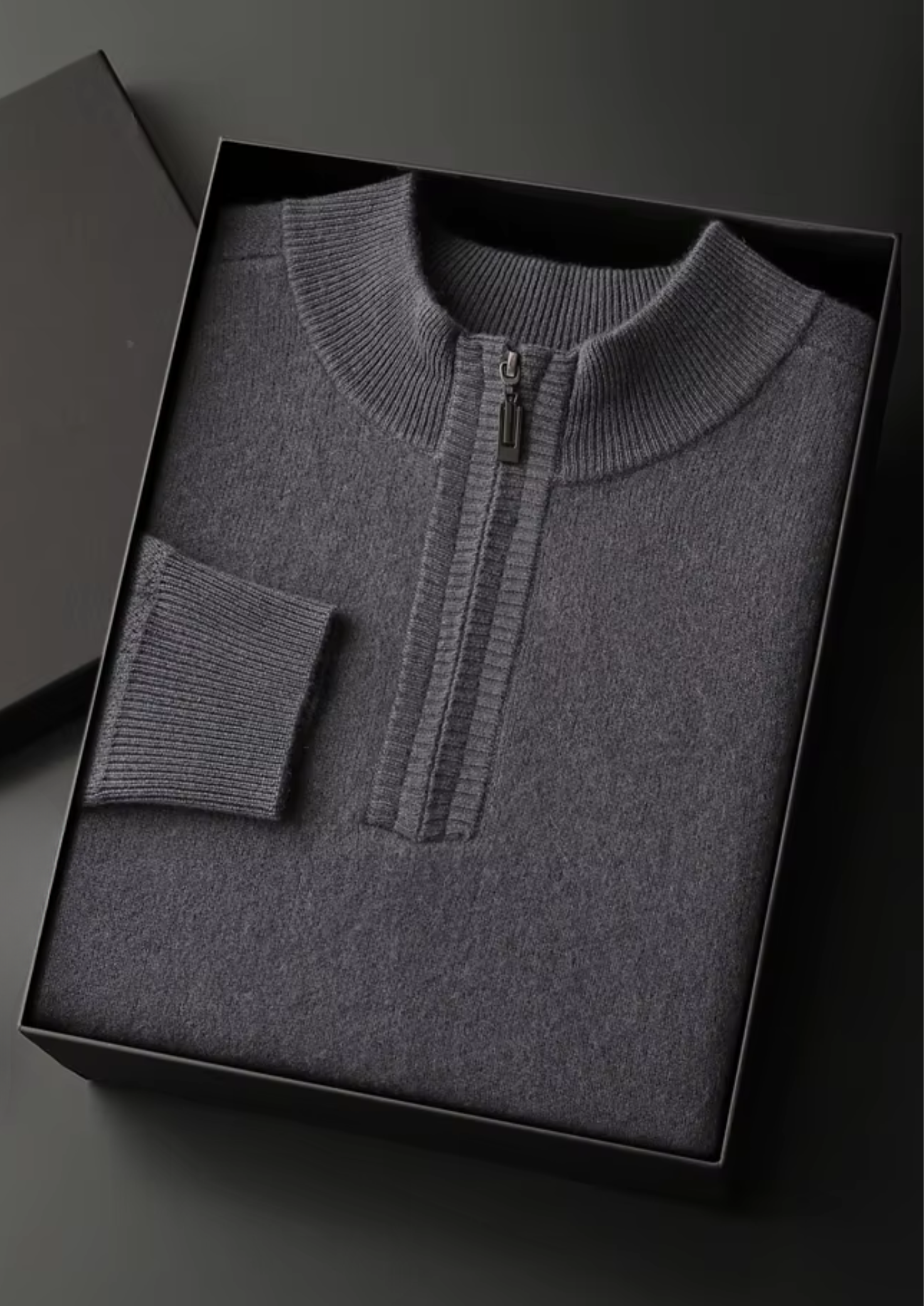 PREMIUM CASHMERE ESSENTIAL HALF-ZIP SWEATER