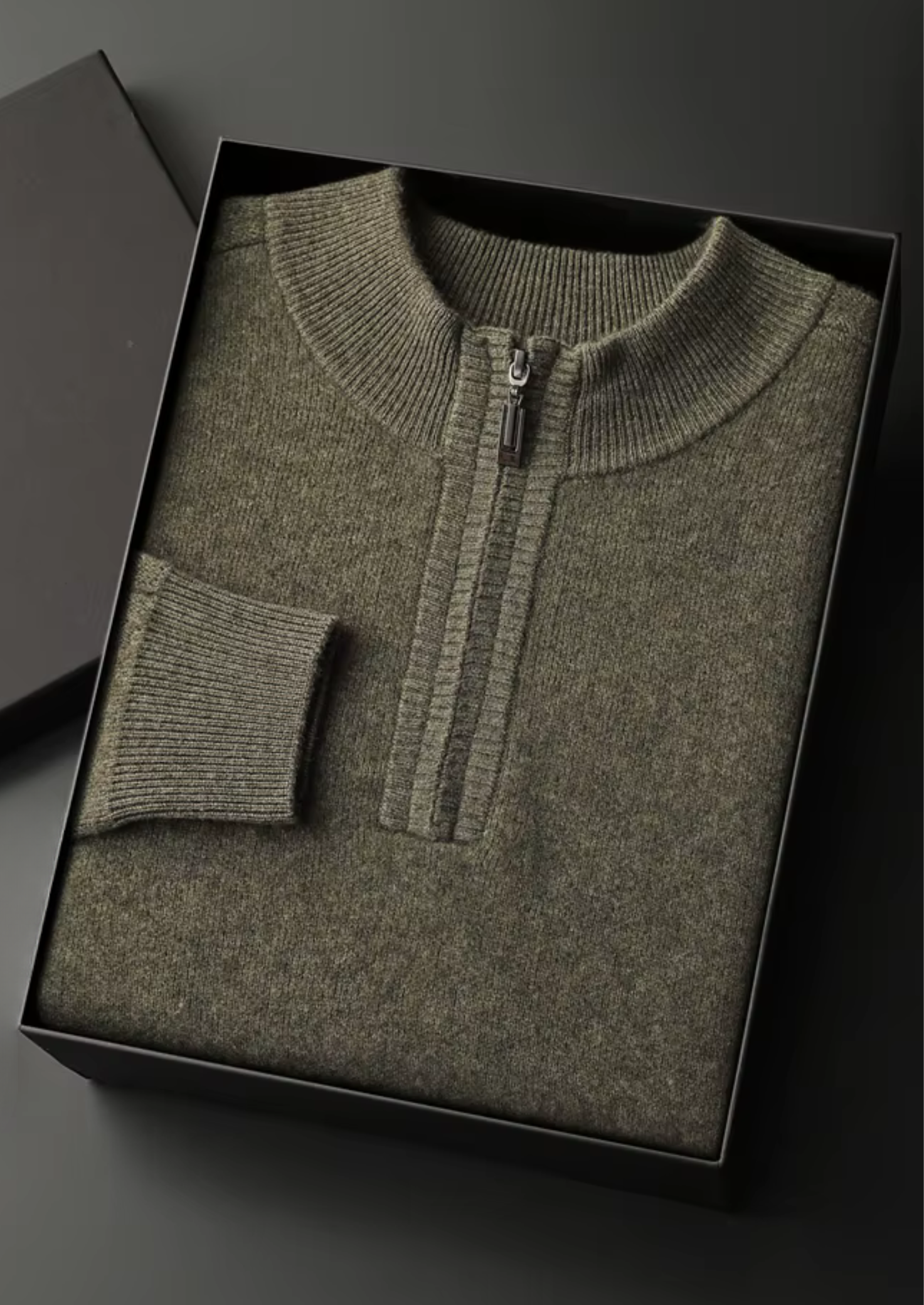 PREMIUM CASHMERE ESSENTIAL HALF-ZIP SWEATER
