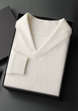 PREMIUM CASHMERE RIBBED V-NECK SWEATER