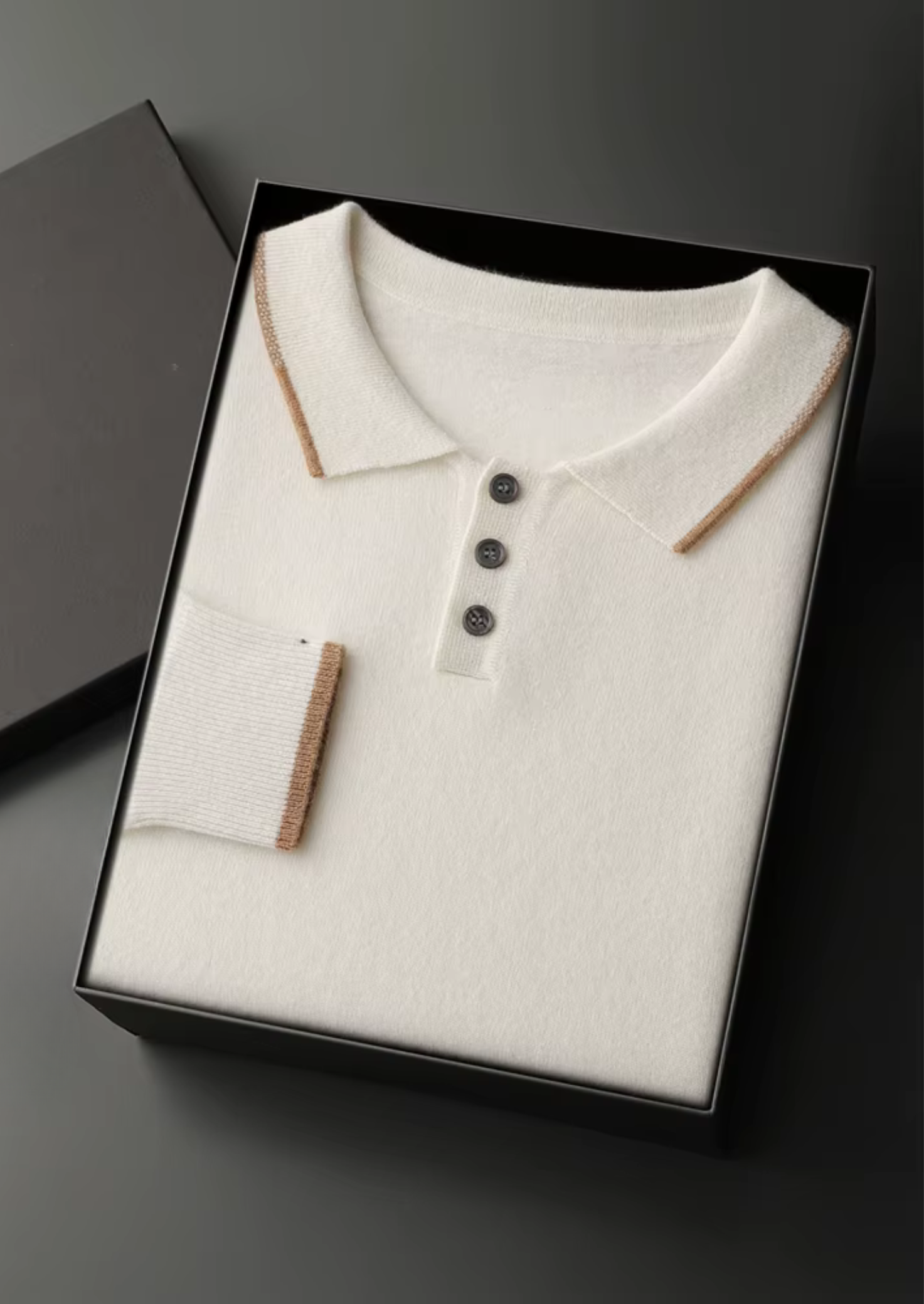 PREMIUM CASHMERE TWO TONE BUTTON POLO