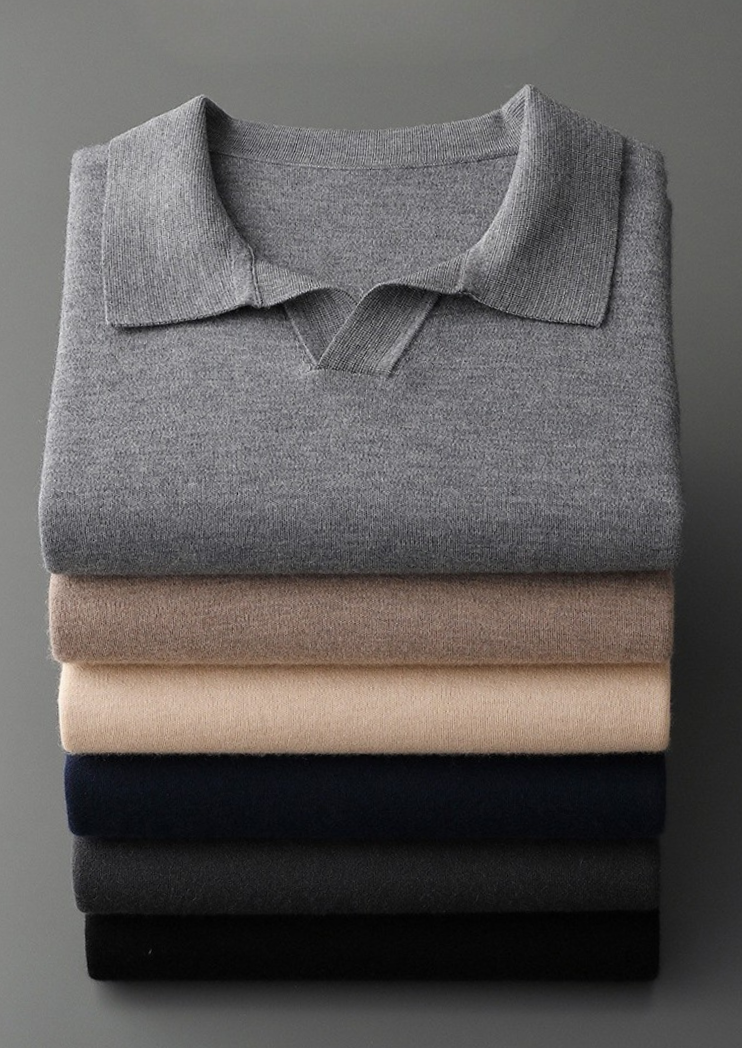 PREMIUM CASHMERE BUTTONLESS SWEATER POLO