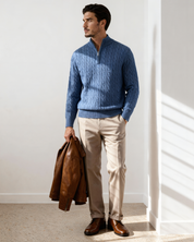 100% Cashmere Woven Half Zip