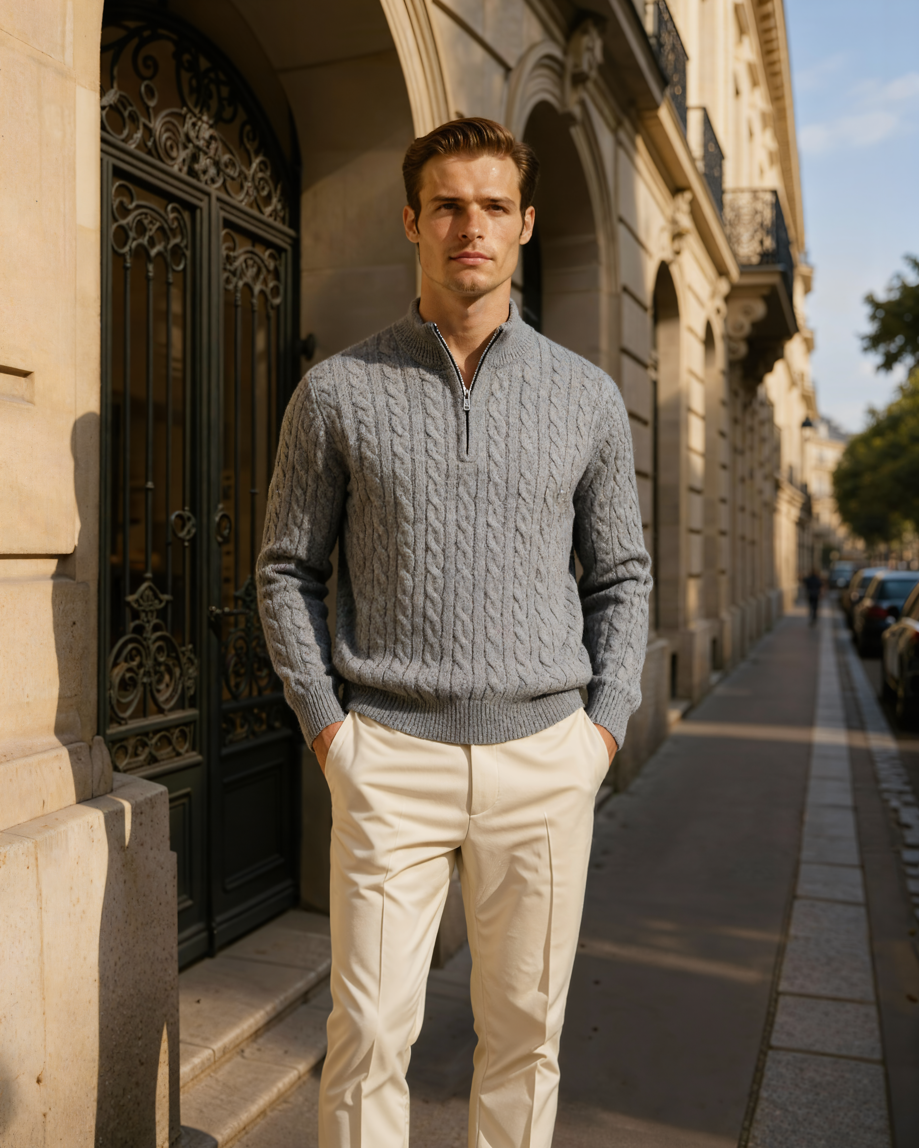 100% Cashmere Woven Half Zip